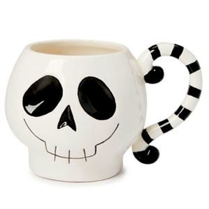 White & Black Molded Skull Mug, 18 Oz.